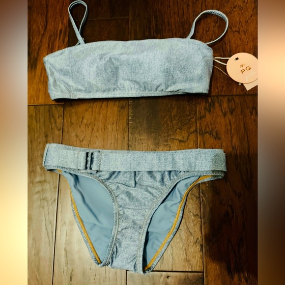 PILY Q PQ Swim Girls Belted Denim Bikini Set Size 16 NWT & Hygienic Liner - Picture 9 of 9